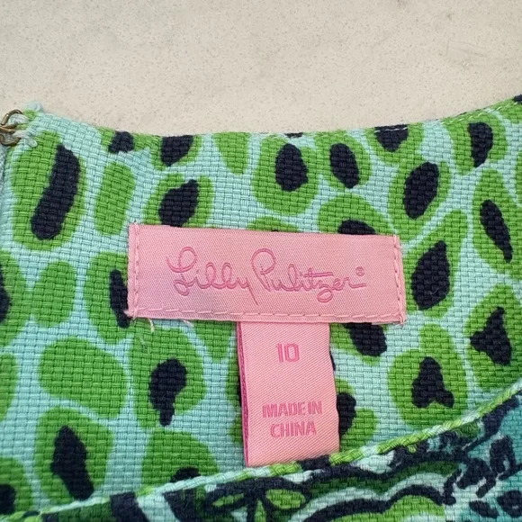 Lilly Pulitzer Green and Blue Tiger/Paisley Patterned Dress - Picture 4 of 7